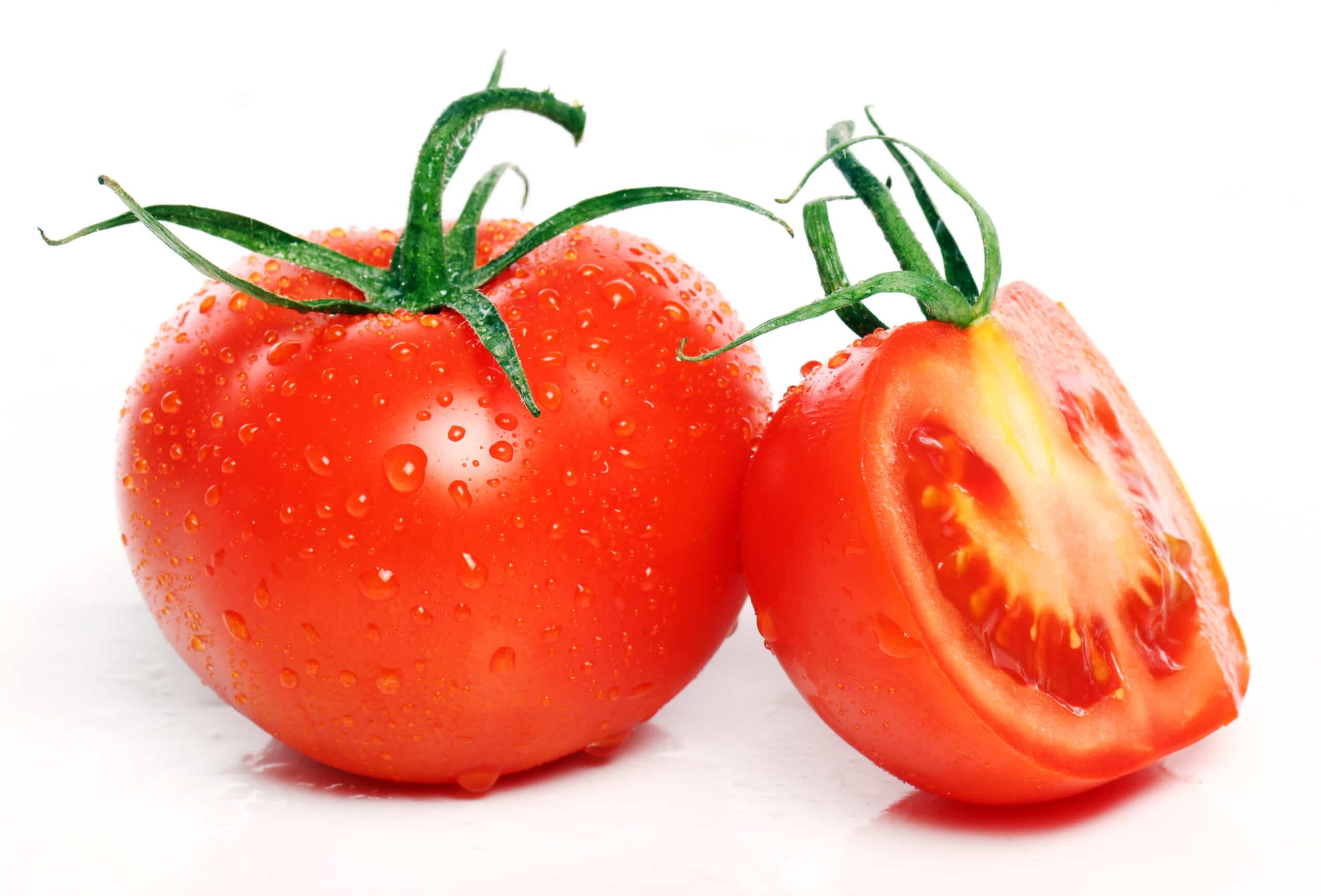 Fresh and tasty tomatoes over white background